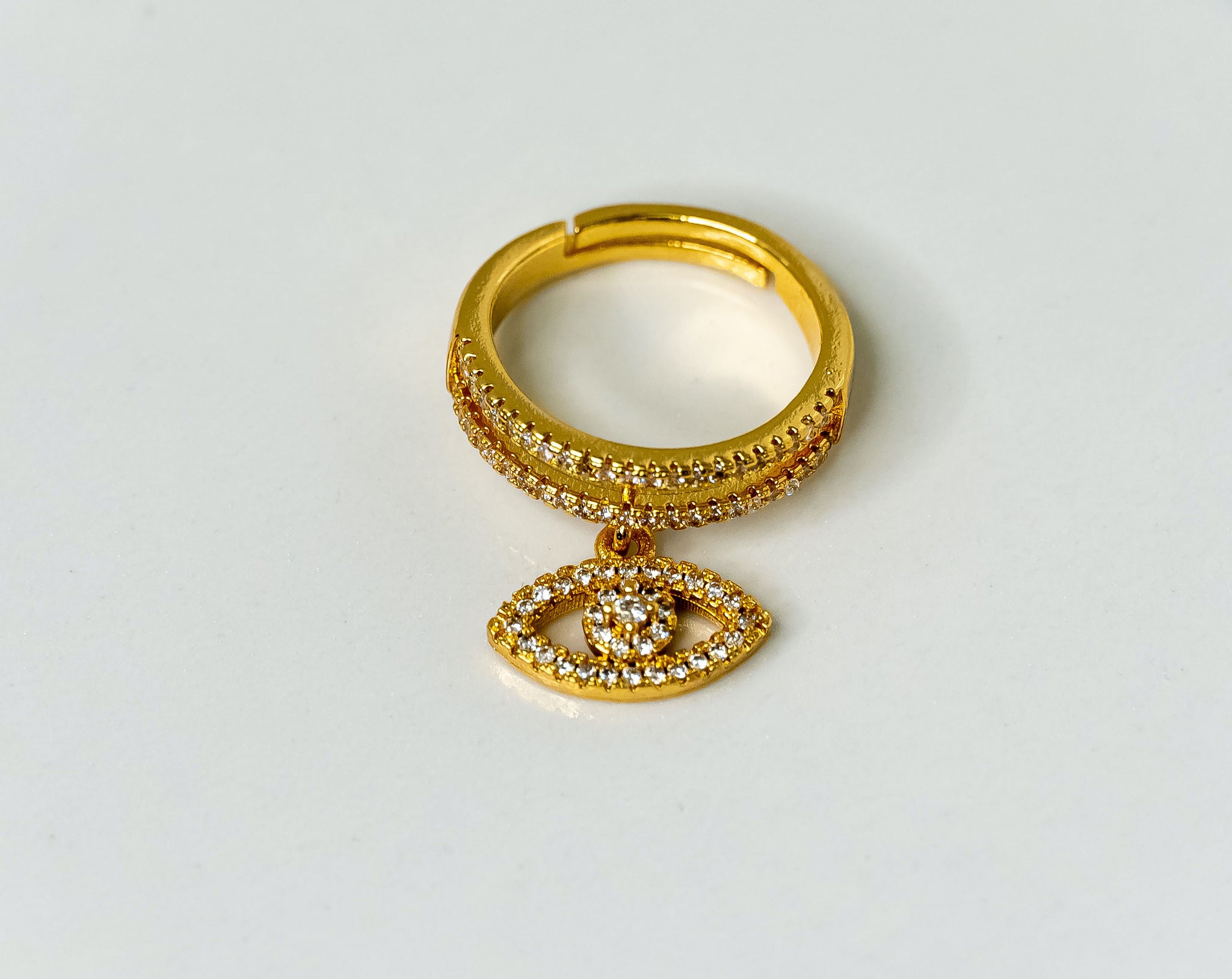 Gold Rhinestone Eye Ring