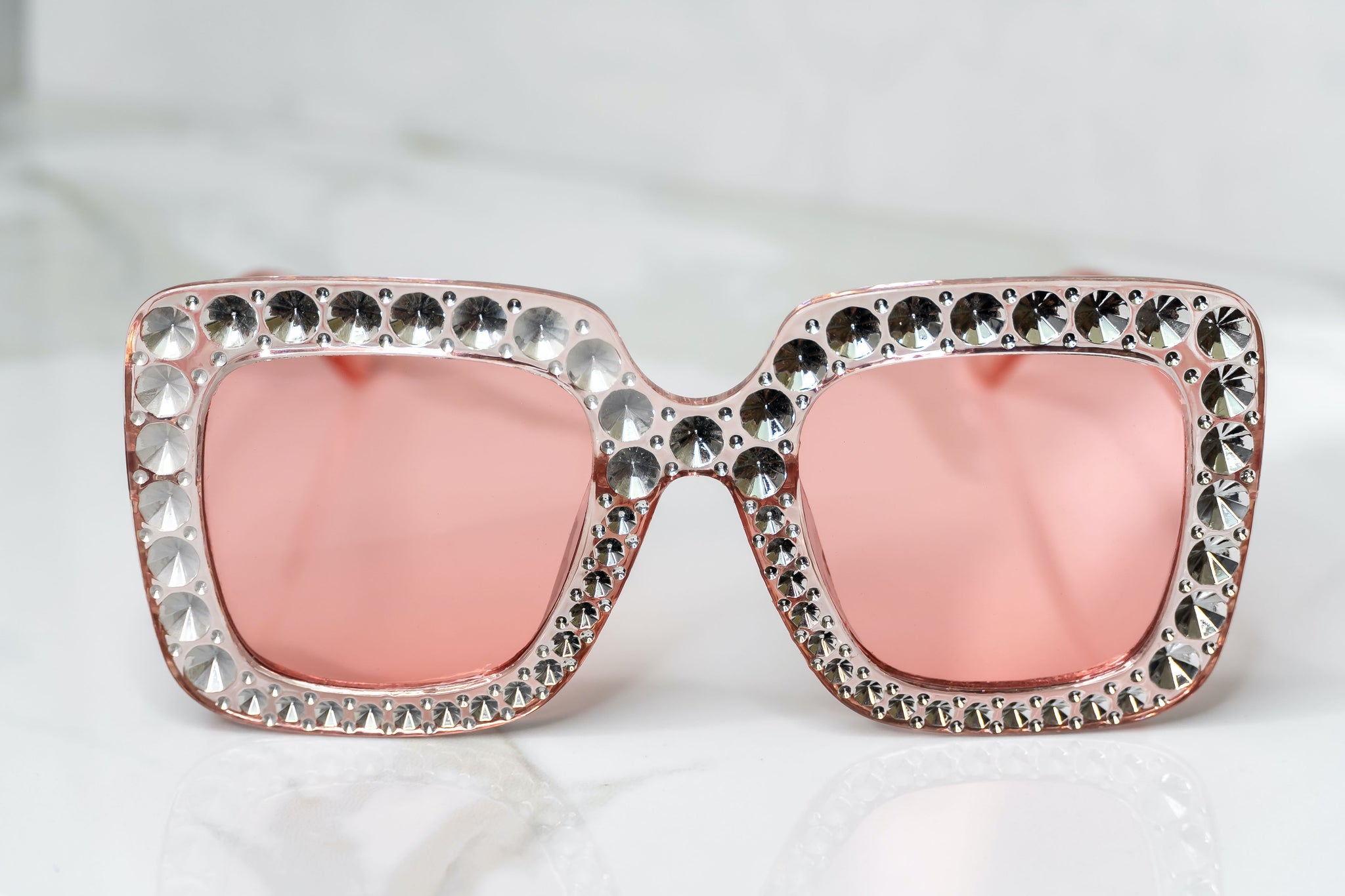 Large Square Frame Pink Sunglasses