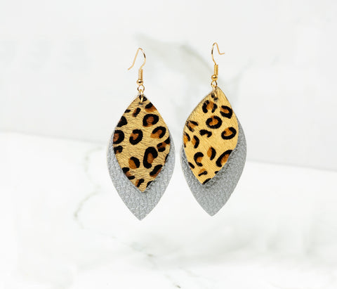 Silver Leopard Earrings