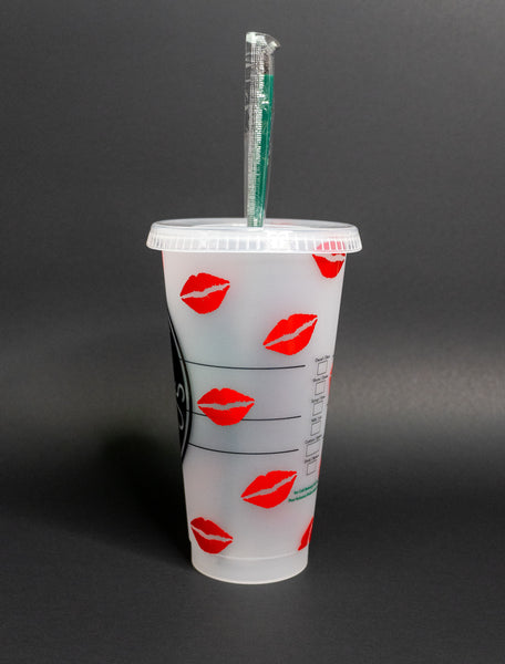 Red Lips ~ Custom Clear Starbucks Cup