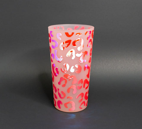 Leopard Holographic ~ Pink Transparent Plastic Cup