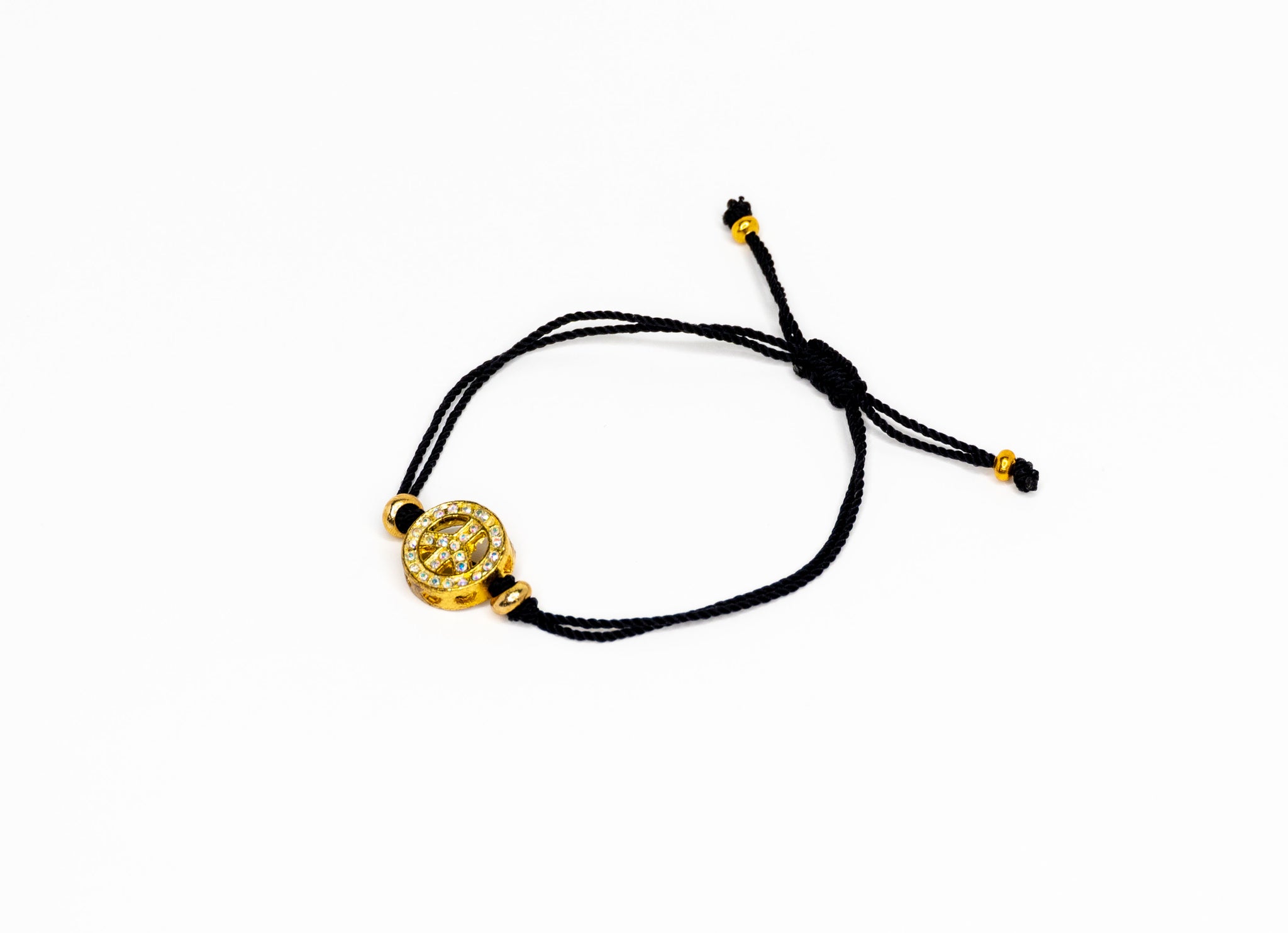 Friendship String Bracelet - Gold Peace Sign