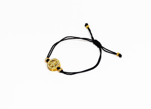 Friendship String Bracelet - Gold Peace Sign